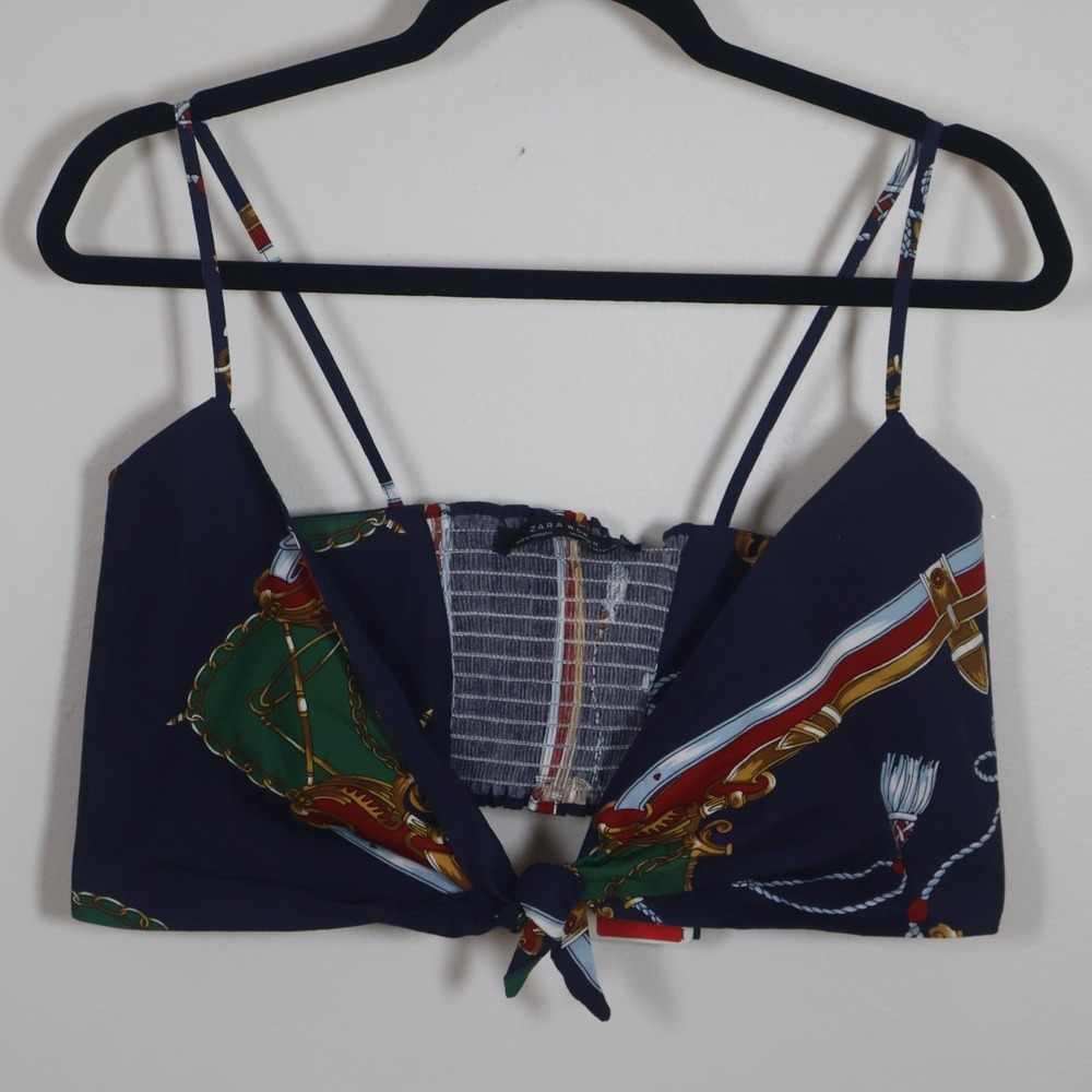 ZARA  Bralette Crop Top Size XS/S Blue Equestrian Western
